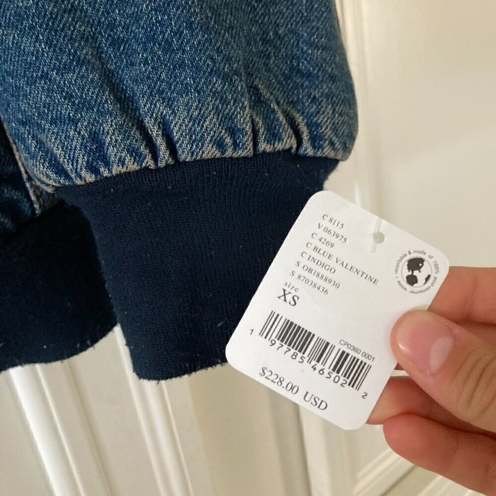 NWT We The Free Denim Stadium Jacket Bomber Indigo Blue - Picture 5 of 9